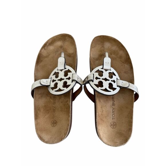Tory Burch Miller Cloud Sandals Womens Size 6 Spark Gold With Medallion - Picture 5 of 8